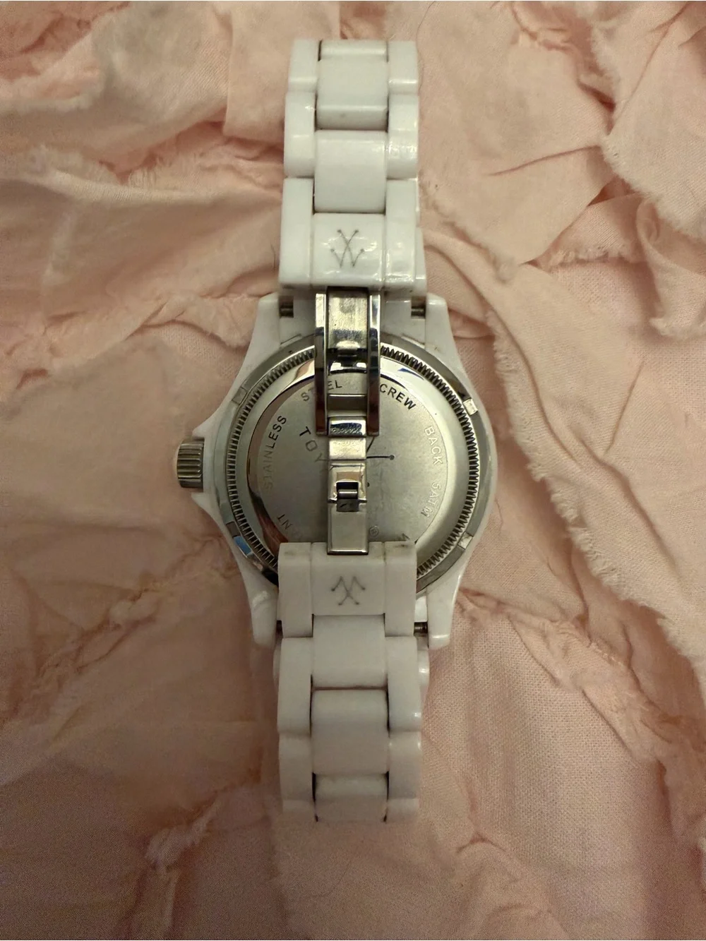 Toy watch classic plasteramic watch white with Swarovski crystals